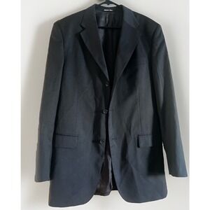 Men Black Wool Italian Made Sport Coat‎ Suit Jacket 46L 36W Giorgio Valan
